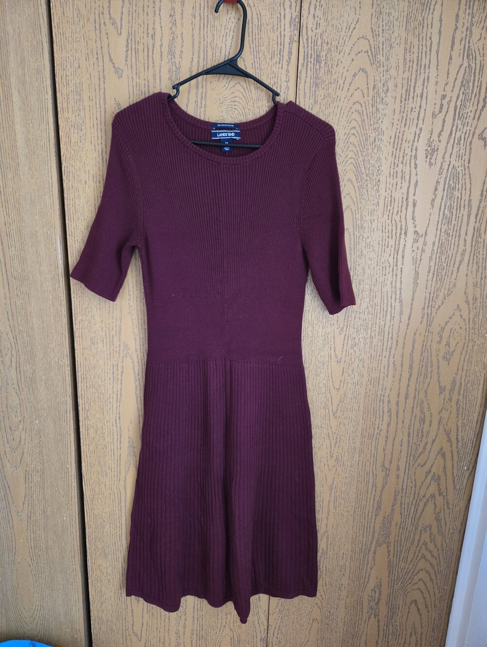 Lands' End Burgundy Ribbed Midi Dress